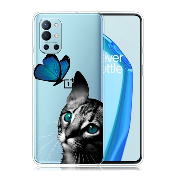 Deco Oneplus 9r Etui - Sommerfugl og Kat Transparent