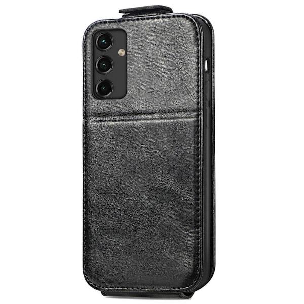 Vertical Flip Phone Fodral med Zipper till Samsung Galaxy A14 - Svart Svart