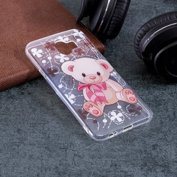 Samsung Galaxy J4 (2018) mønsterutskrift smal veske - Cute Bear Pink