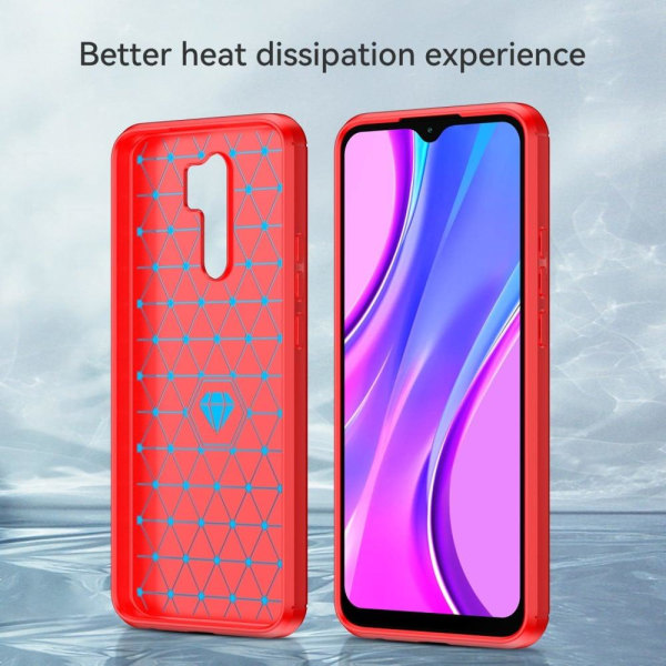 Carbon Flex Suojakotelo Xiaomi Poco M2 Reloaded / M2 / Redmi 9 - Punainen Red