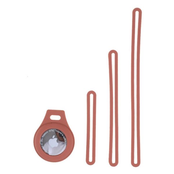 AirTags silikonovertrekk med tre stropper - Brun Brown