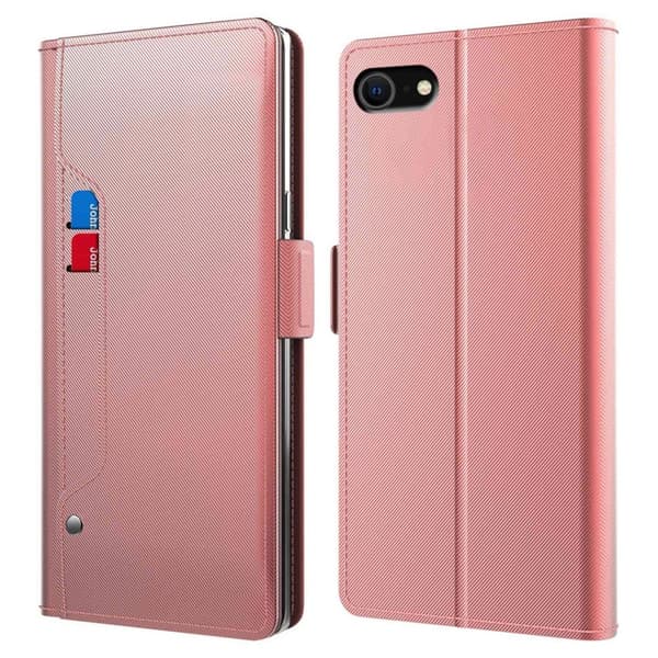 Phone Etui med Make-up Mirror og Slick Design til iPhone Se (2022) / 2020 / 8 / 7 - Rose Gull Pink