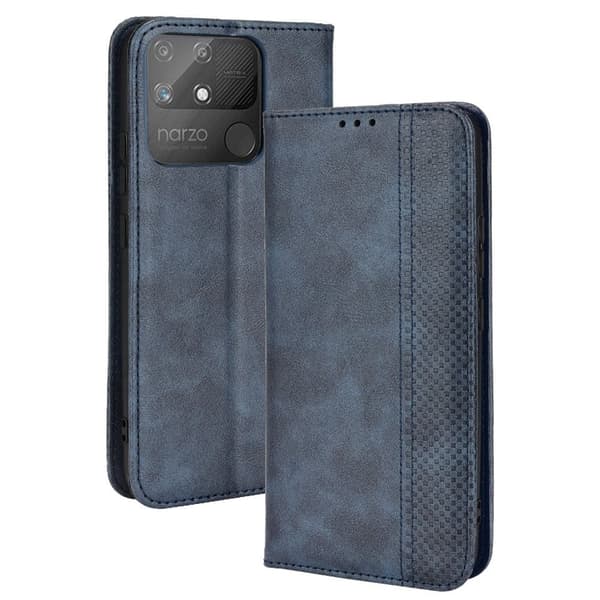 Bofink Vintage Realme Narzo 50a Læder Etui - Blå Blue