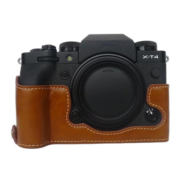 Fujifilm X-T4 halvkroppsskydd i läder - Brun Brun