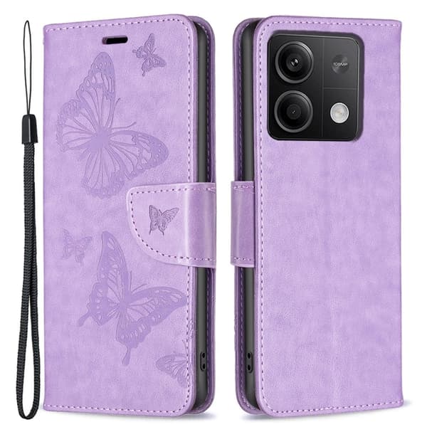 Butterfly Xiaomi Redmi Note 13 5G  nahkakotelo - Violetti Purple