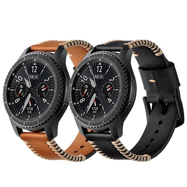 Samsung Gear S3 Frontier læder Læder Urrem - Sort Black