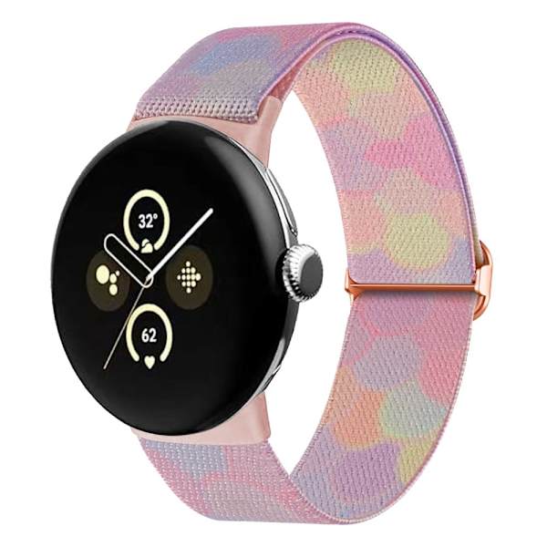 Google Pixel Watch / Watch 2 Mönsterarmband Justerbart klockarmband i nylon - Phantom Bubbla Rosa