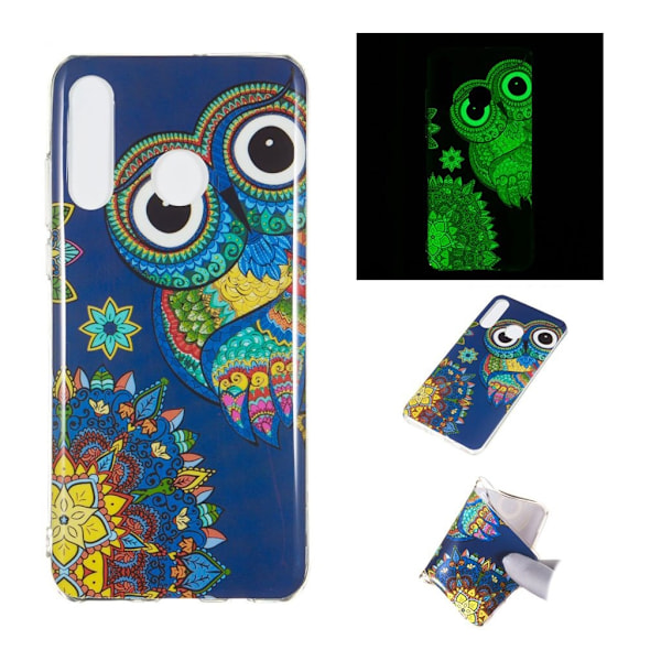 Huawei P30 Lite Selvlysende Etui - Ugle Multicolor