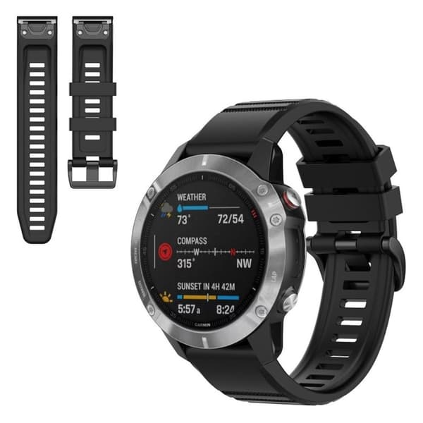 Garmin Fenix 6 tyylikäs silikoninen ranneke - Musta Black