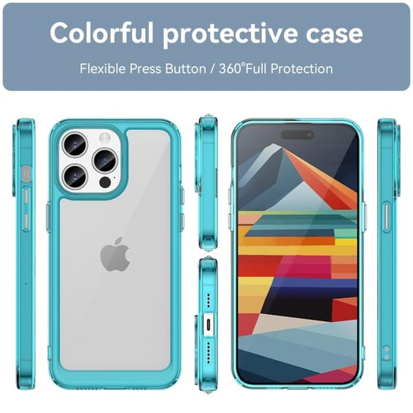 iPhone 15 Pro Max smart akryl cover - Gennemsigtig Blå Blue
