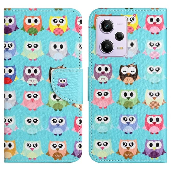 Wonderland Xiaomi Poco X5 / Redmi Note 12 Flip Fodral - Ugglor multifärg