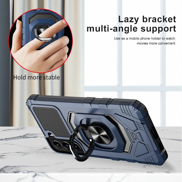 Slidstærkt cover i hård plast med blød inderside og kickstand til Samsung Galaxy S23 Plus - Blå Blue