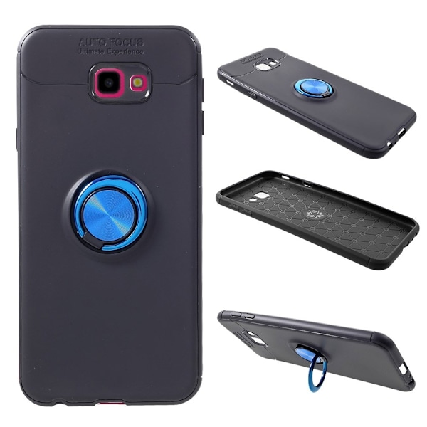 Samsung Galaxy J4 Plus (2018) kickstand-fodral med fingerring - Svart / Blå Blå