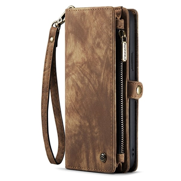 CaseMe iPhone 14 Zipper Lompakko - Ruskea Brown