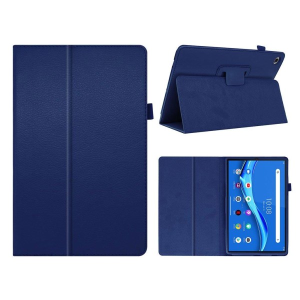 Lenovo Tab M10 FHD Plus litchi leather case - Dark Blue Blå