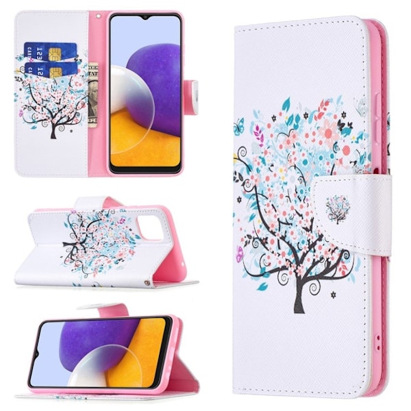 Wonderland Samsung Galaxy A22 5G Läppäkotelo - Puu Multicolor