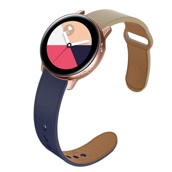 Apple Watch Series 5 44mm bi-color genuine leather watch band - Blå