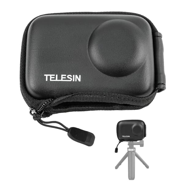 TELESIN DJI Osmo Action 3 opbevaringstaske i læder og EVA Black