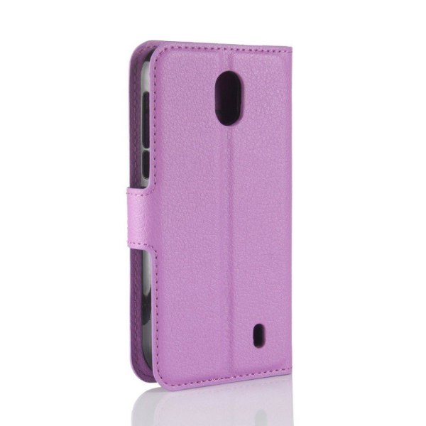 Nokia 1 litchi tekstur PU læder flip etui - Lilla Purple