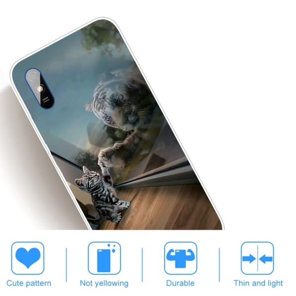 Deco Xiaomi Redmi 9A Suojakotelo - Kissa / Tiikeri Brown