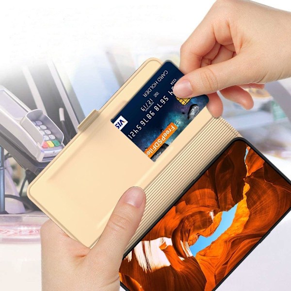 Sileä ja ohut premium-PU-nahkakotelo Samsung Galaxy S23 Plus - Kulta Gold