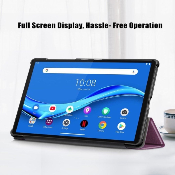 Lenovo Tab M10 FHD Plus simpelt trefoldigt læderetui - Lilla Purple