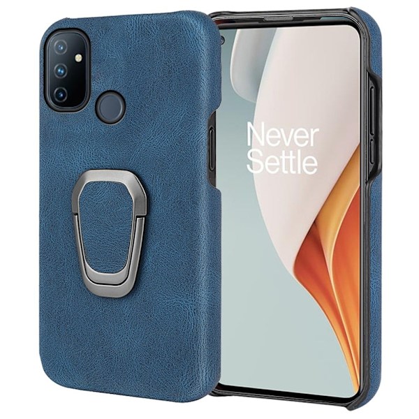 Stødsikkert lædercover med oval støttefod til OnePlus Nord N100 - Blå Blue