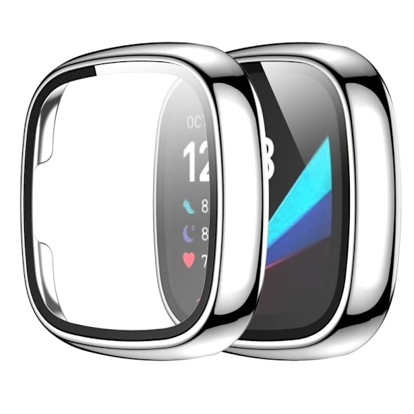 Fitbit Sense / Versa 3 galvanointi kansi karkaistua lasia - Hopea Silver grey
