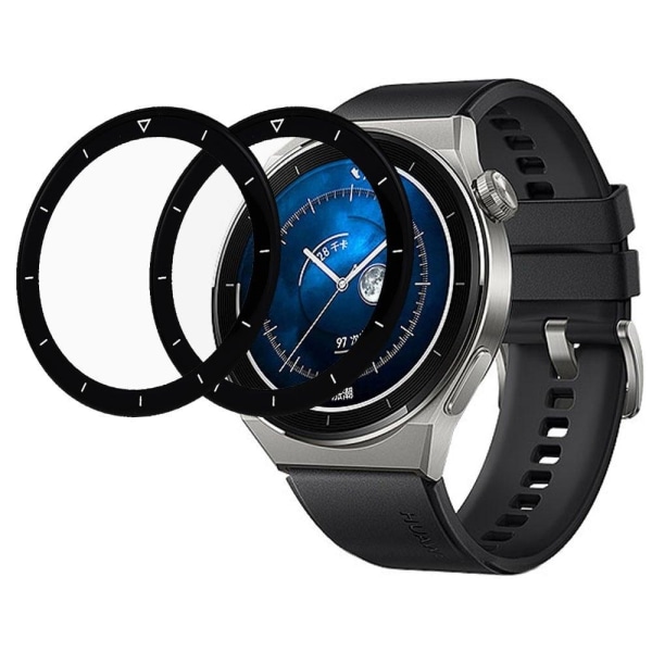 2Pcs Huawei Watch GT 3 Pro 46mm kaaren reuna karkaistua lasia näytönsuojus Transparent