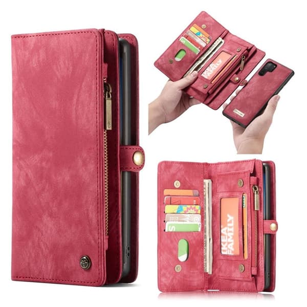 CaseMe Samsung Galaxy Note 10 Plus Zipper Wallet kotelot - Punainen Red