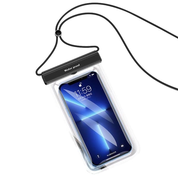 Universal IPX8 30m waterproof phone bag with lanyard - Black Black
