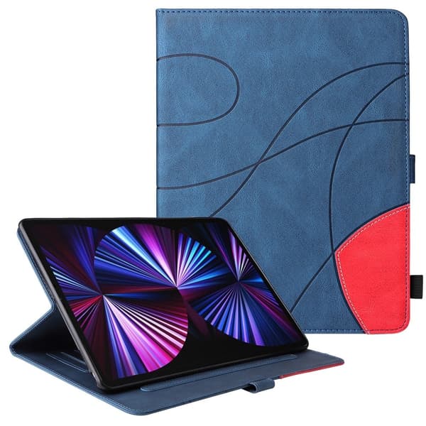 iPad Pro 12.9 (2021) / (2020) / (2018) KT dubbelfärgat flipfodral i läder - Blå Blå