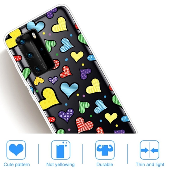 Deco Huawei P40 Cover - Kærlige Hjerter Multicolor