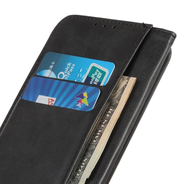 Wallet-style Genuine Leather Flipcase For Samsung Galaxy S22 Ultra - Musta Black