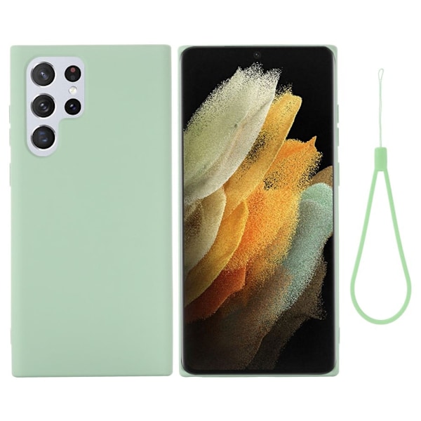 Matt Samsung Galaxy S22 Ultra skal av flytande silikon - Grön Grön