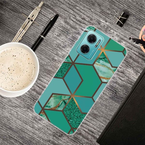 Marmordesign Xiaomi Redmi Note 11E deksel - Blågrønn Marmorflis Green