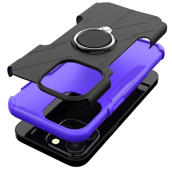 iPhone 13 Pro 6,1 tommer Bump-resistent og fleksibelt 2-i-1 telefonbeskyttelsescover Drop-resistent anti-ridse etui med ring kickstand - Lilla Purple