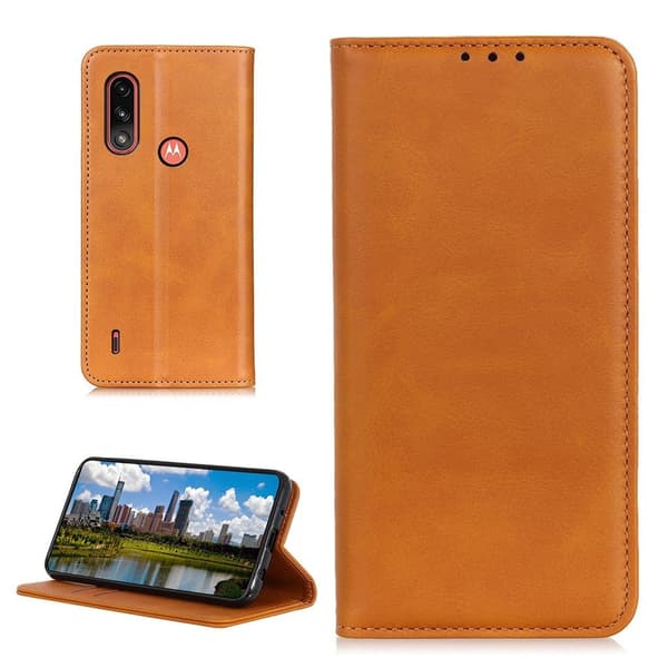 Wallet-style ægte Læder Flipcase til Motorola Moto E7 Power - Brun Brown