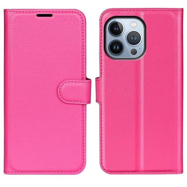 Classic iPhone 14 Pro Max flip kuoret - Ruusu Pink