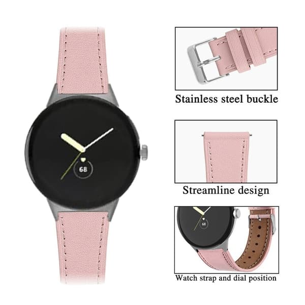 Google Pixel Watch klockarmband i äkta läder - Rosa Rosa