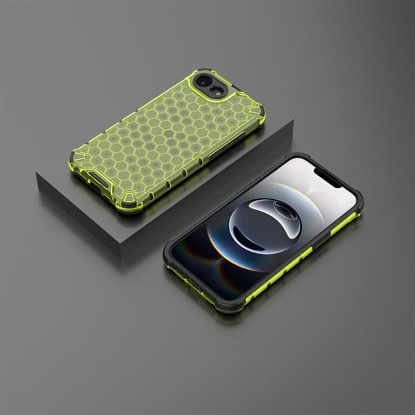 iPhone 16e Etui PC + fleksibelt telefon cover Honeycomb Shape - Grøn Green