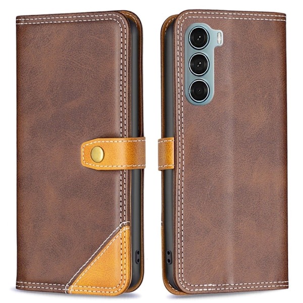 BINFEN tvåfärgat läder Motorola Moto G200 5G / Motorola Edge S30 fodral - Brun Brun