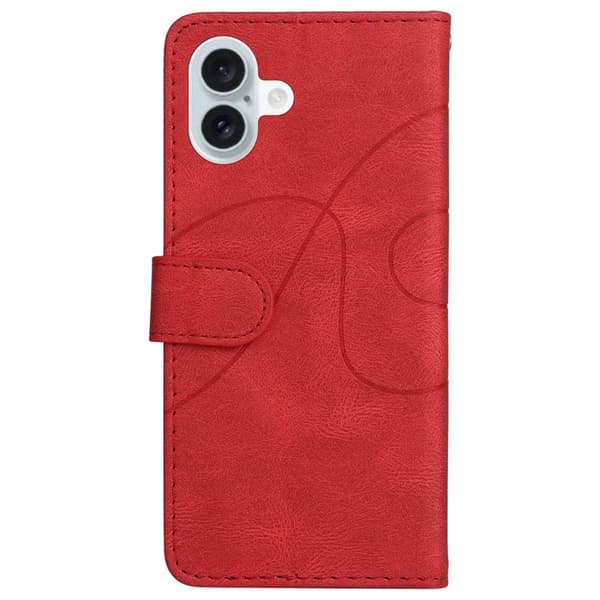 Teksturert læretui med stropp for iPhone 16 Plus - Rød Red