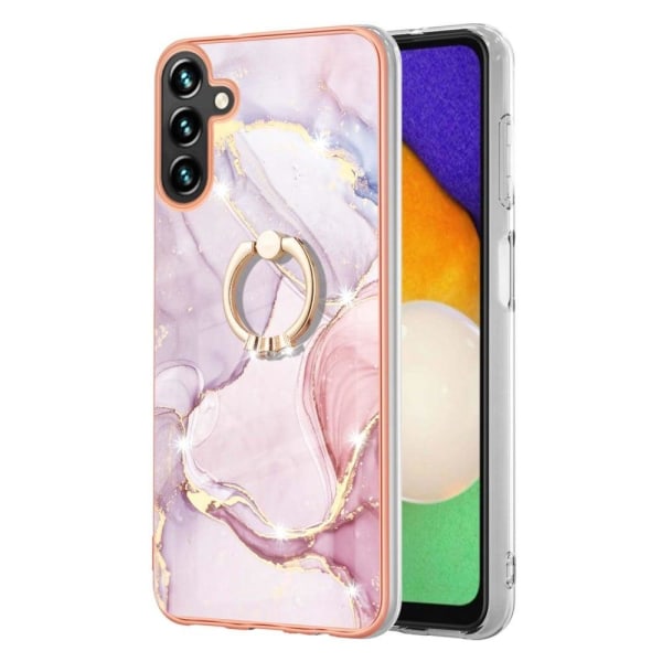 Marble Patterned Suojakuori With Ring Holder For Samsung Galaxy A13 5G - Rose Kulta Marble Haze Pink