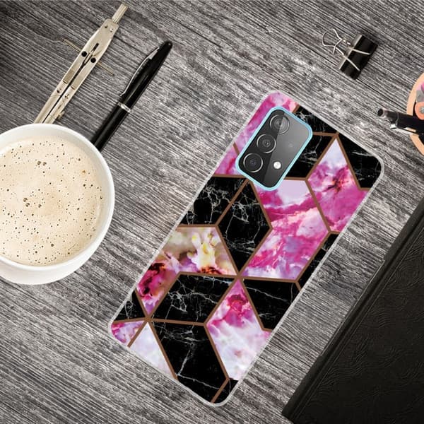 Marble Samsung Galaxy A33 5G Etui - Svart og Rose Klinkekule Multicolor