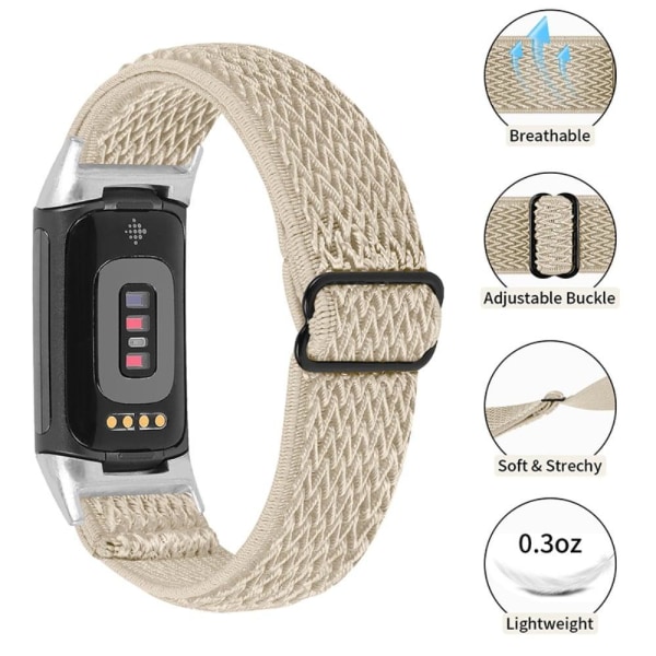 Fitbit Charge 5 elastisk nylon-urrem - Aprikos Brown