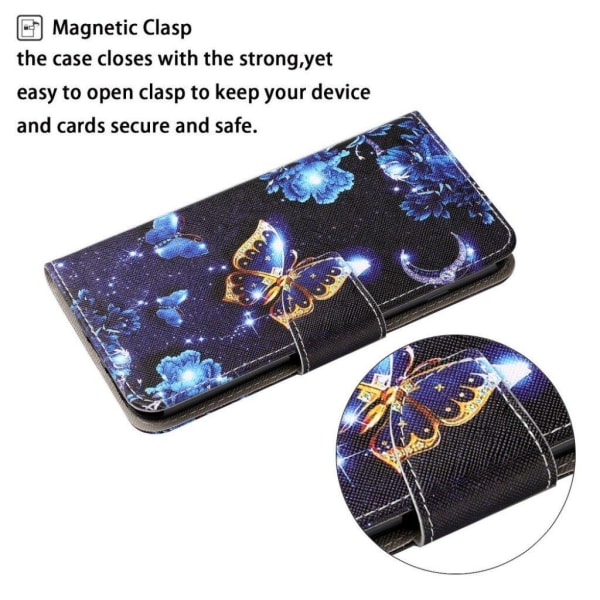 Wonderland Samsung Galaxy S21 Flip etui - Guld sommerfugl Blue