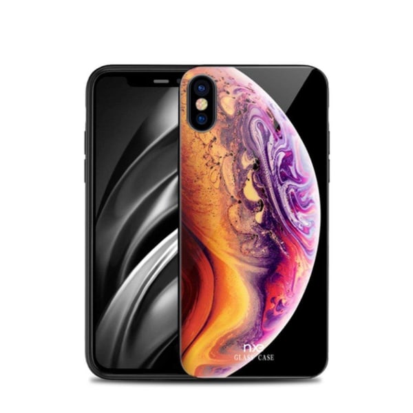 NXE iPhone Xs Max hybrid etui med Planetmønster - Orange/Lys Lil Multicolor