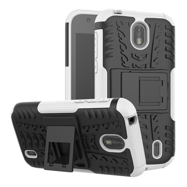 Nokia 1 halkskyddsfodral med stativ - Vit Vit