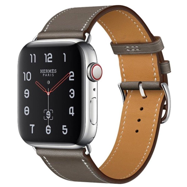 Apple Watch Series 4 40 mm klockarmband i äkta läder - Grå Silvergrå